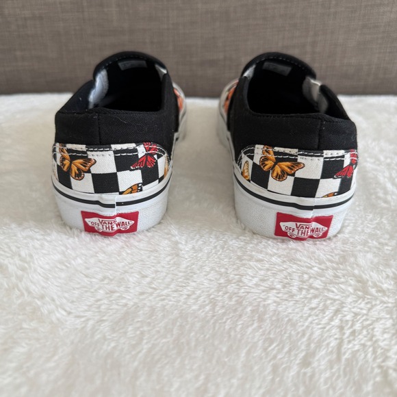 Vans Slip On Checkerboard Butterfly Print Sneakers Womens 6 Casual Shoes - Picture 4 of 9